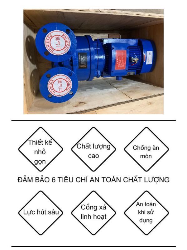 Combo máy bơm chân không vòng nước 5.5kw